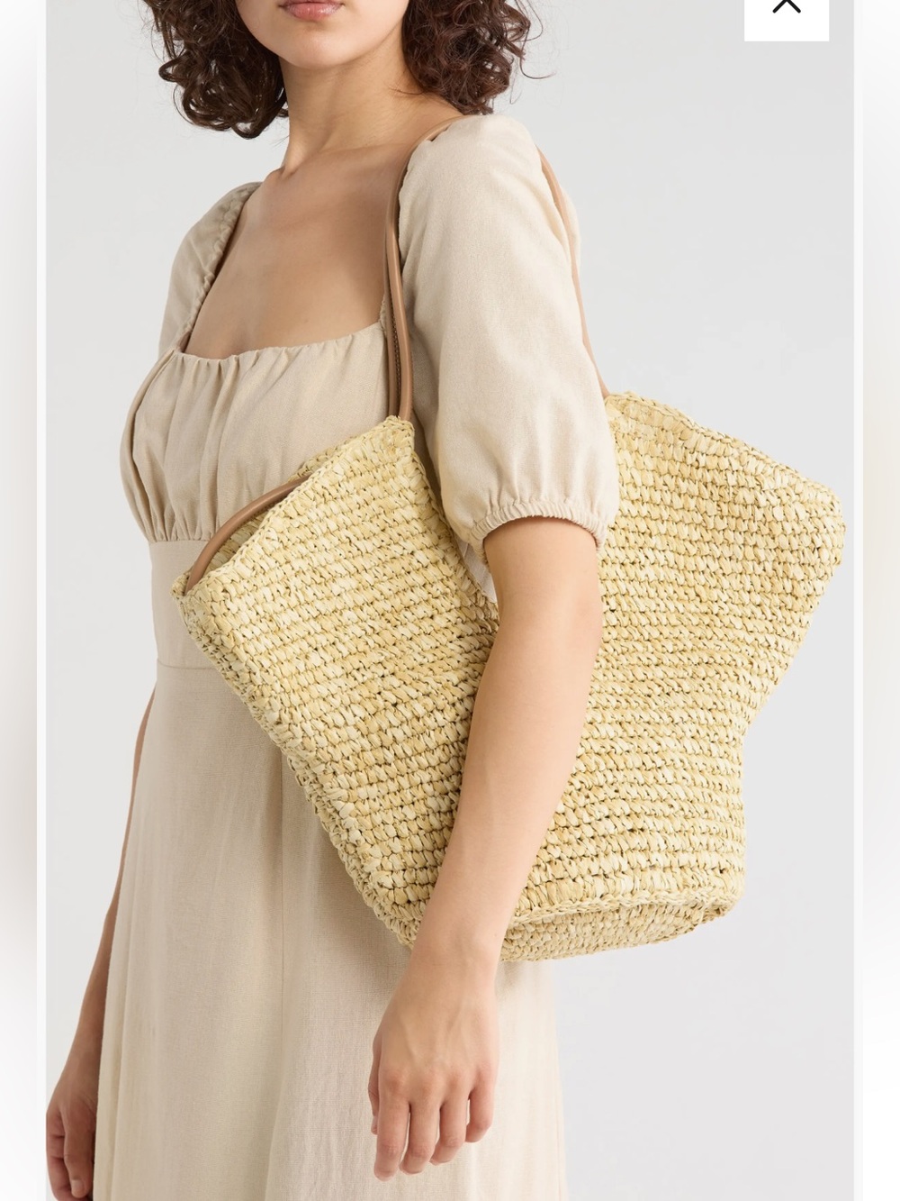 Sam Edelman Lynn Natural Straw Woven Tote with Tan Accents new / one size